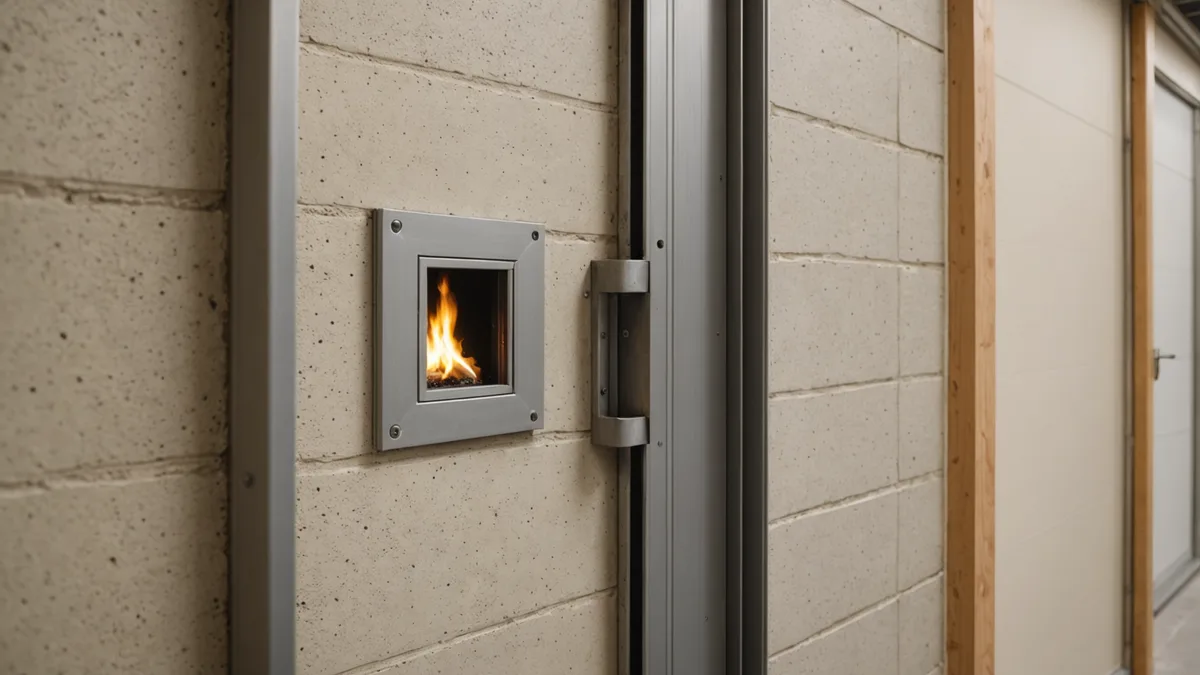 Architectural floor plan with fire compartmentation zones